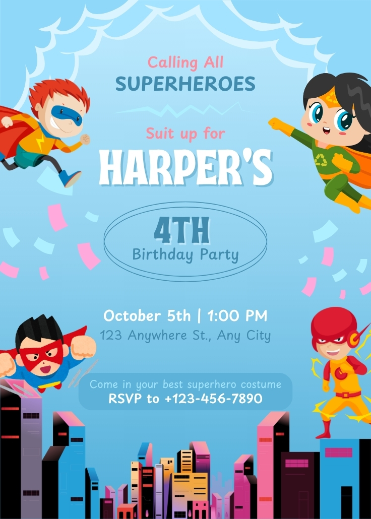 Superhero Birthday Invitation
